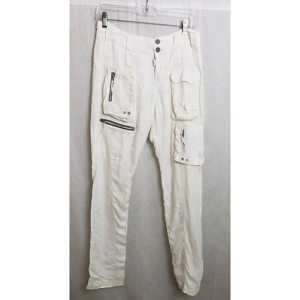 Johnny Was Pete & Greta Marika Cargo Pants Button Zipper Front White Y2K - Picture 4 of 13